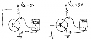 Circuito de transistor saturado e cortado