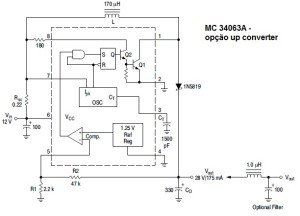 Circuito elevador de tensão com MC34063