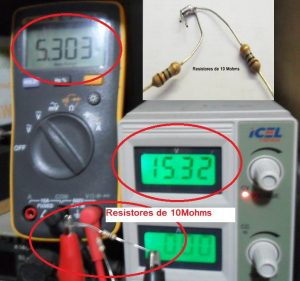 Tensão com resistores de 10M 2