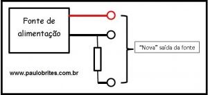 Preparando a fonte para colocar um "amperímetro" digital