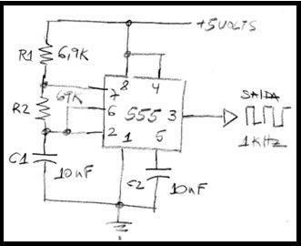 Fig.1 - Oscilador astável com LM555