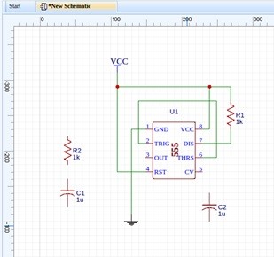  Fig. 4 – Começando a desenhar o circuito no easyEDA