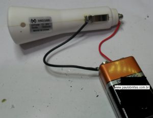 Fig.10 – Montagem quebra-galho do carregador de celular com bateria de 9V