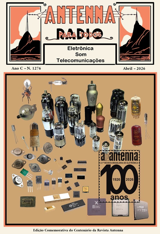 Cover of Antenna magazine commemorating 100 years (1926–2026) featuring a collage of electronic components and vintage tubes.